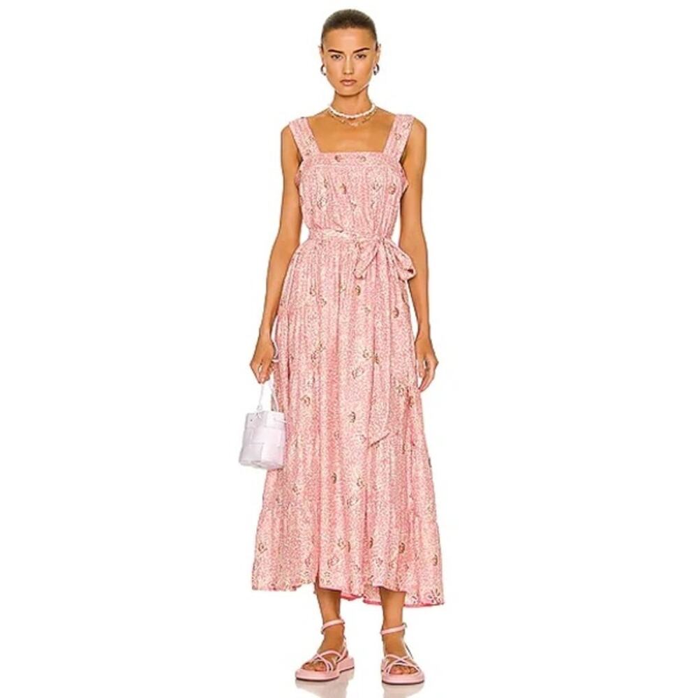 Natalie Martin Jasmine Silk Maxi Dress Pink Combo Size Large